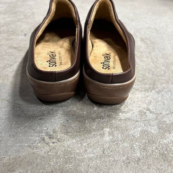 Softwalk Amber Dark Brown Leather Clogs Size 9.5W Wide Comfort Slip On - Picture 3 of 7